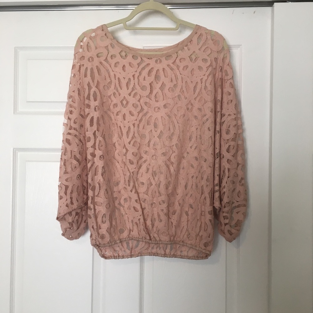 Blush pink lace blouse